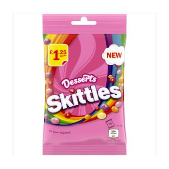 Bonbons végétaliens Skittles saveur dessert Sachet de friandises 1,25 £ PMP 125 g