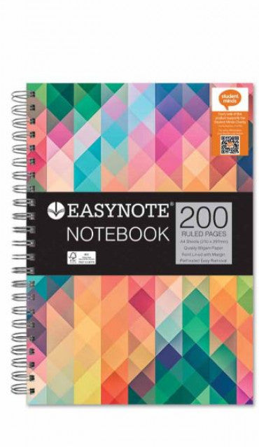 CAHIER A4 RELIURE SPIRALE 200 PAGES LIGNÉES MOTIFS ASSORTIS