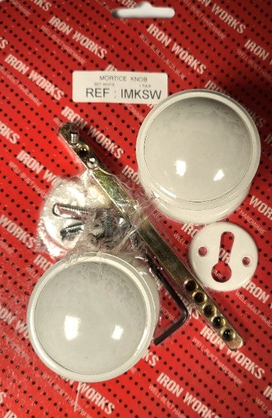 Plastic Mortice Knob Set White (1 set)
