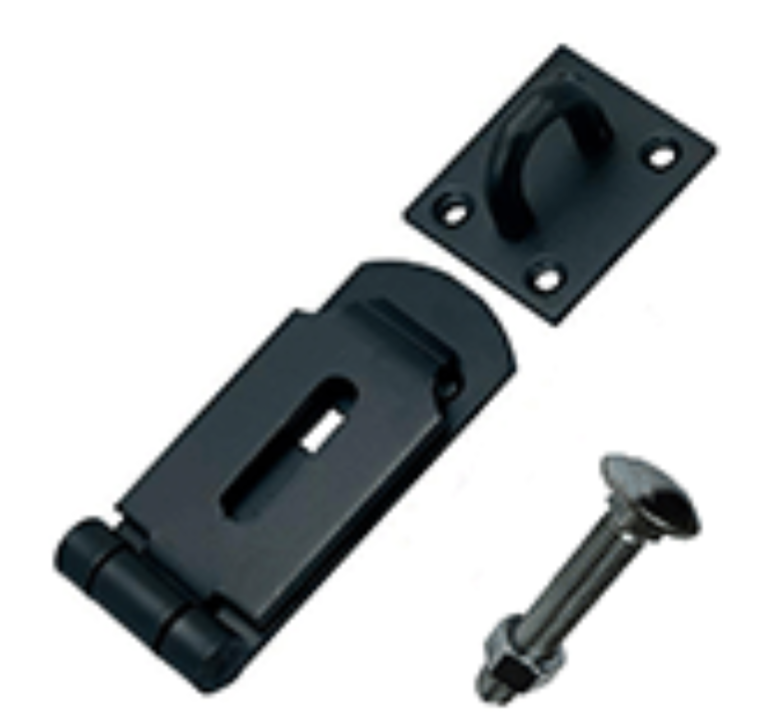 Safety Hasp & Staples, Heavy Duty, Black 215mm x 58mm