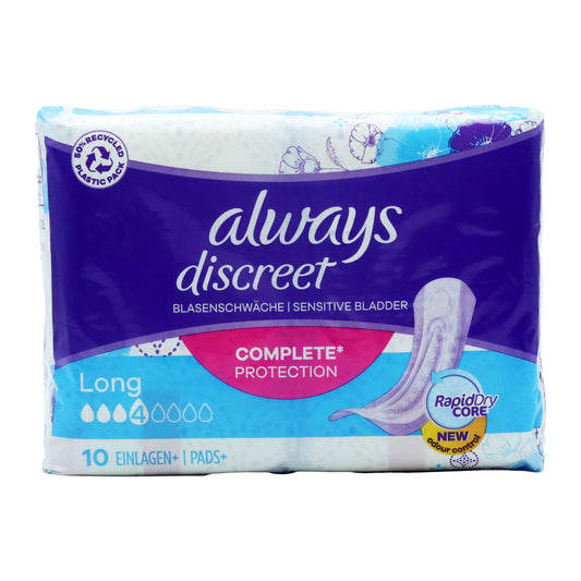 ALWAYS DISCREET SERVIETTES LONGUES 10 unités