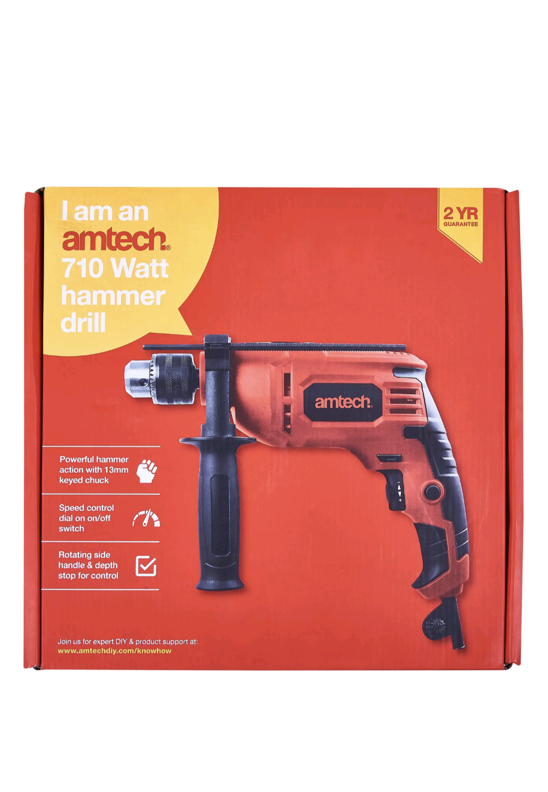 Amtech Heavy Duty Hammer Impact Drill 710W Plus Masonry Corded Electric Chuck 13Mm