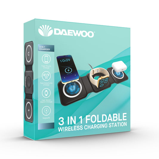CHARGEUR SANS FIL PLIABLE 3 EN 1 DAEWOO