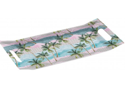 Melamine Rectangle Tray with 2 Handle Grip 37 x 17 cm Assorted Designs