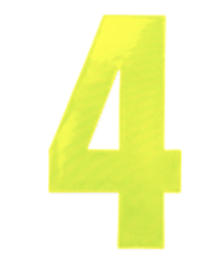 Numéros de poubelle, Jaune réfléchissant adhésif vinyle N° 4 (150 mm)