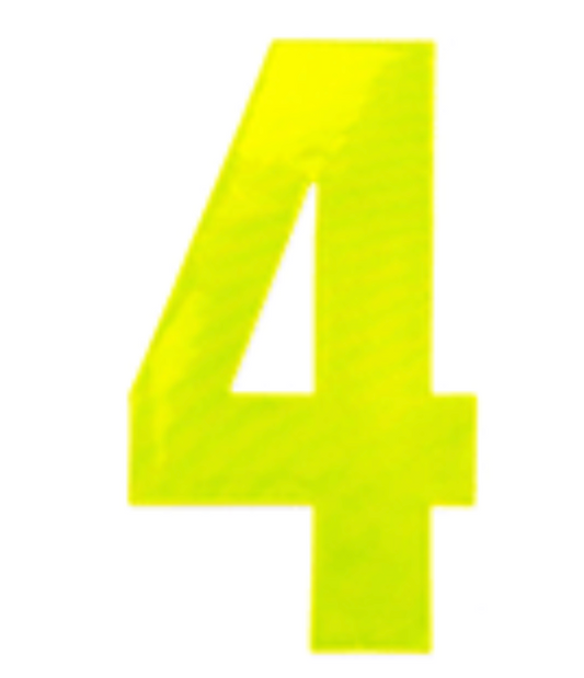 Numéros de poubelle, Jaune réfléchissant adhésif vinyle N° 4 (150 mm)