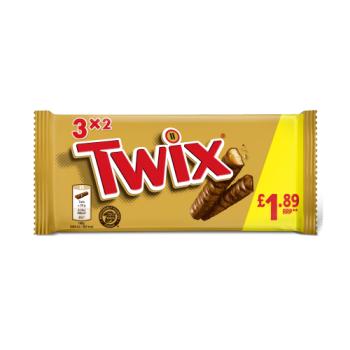 Biscuits Twix Caramel & Chocolat au Lait Multipack 1,89 £ PVC 3x40g
