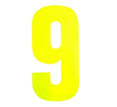 Wheelie Bin Number Reflective Yellow Self Adhesive Vinyl No. 9 (150mm)