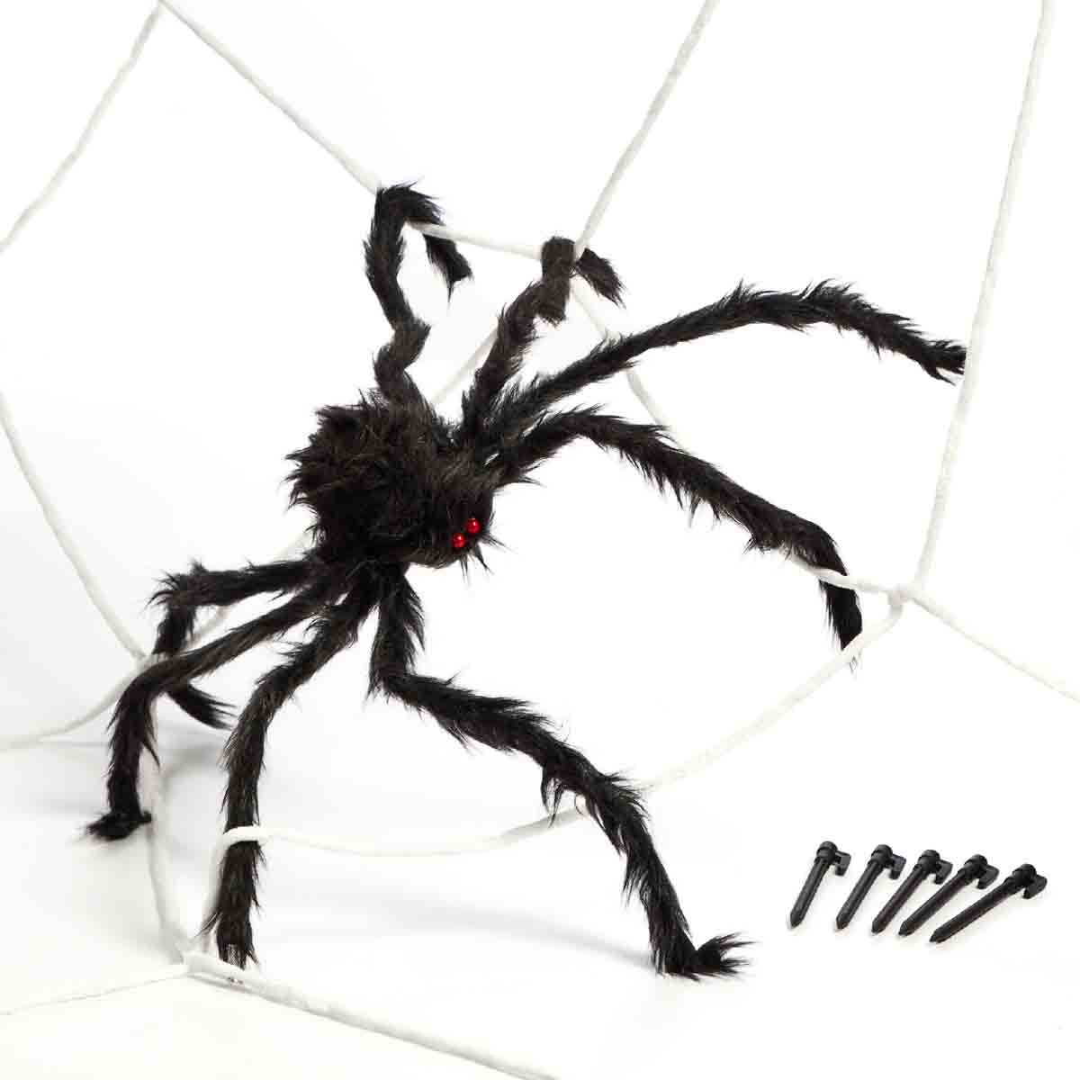 Global Gizmos Giant Halloween Web and Spider Hanging Decorations