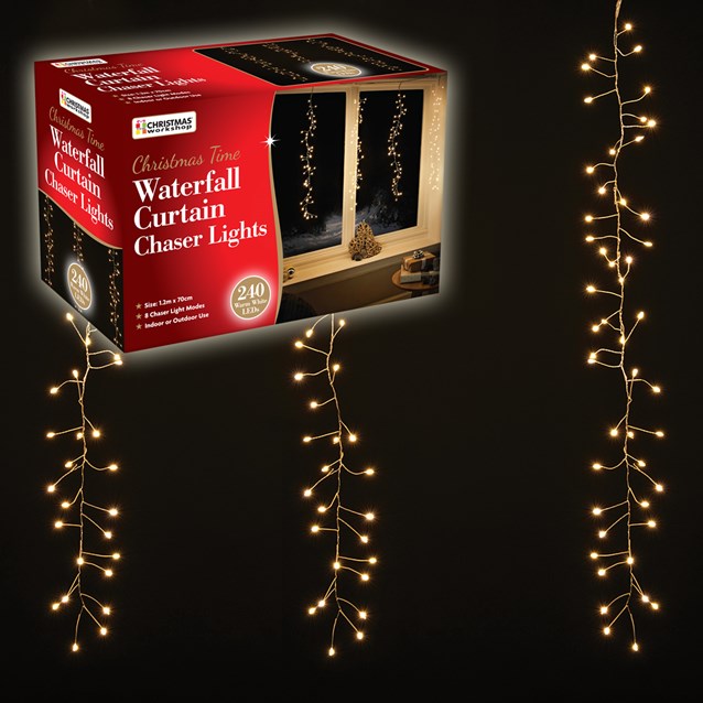 Christmas Workshop 240 LED Waterfall Curtain Chaser Lights - Warm White