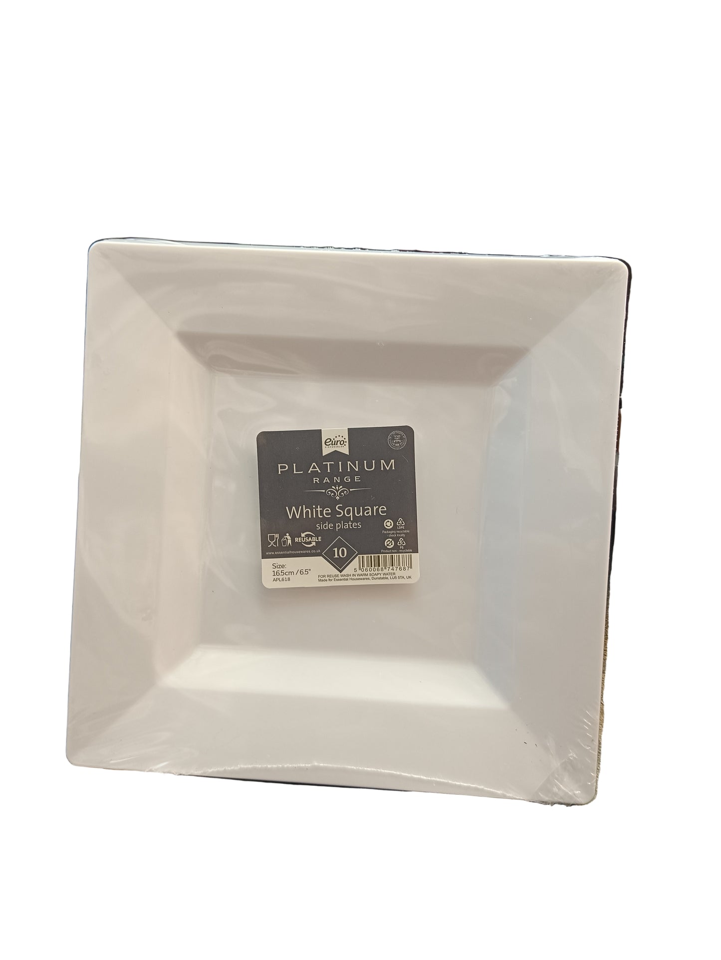 Assiettes carrées réutilisables Platinum Range 10 (16,5 cm/6,5 po)
