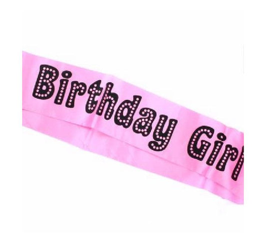 PINK BIRTHDAY GIRL SASH 140mm x 860mm