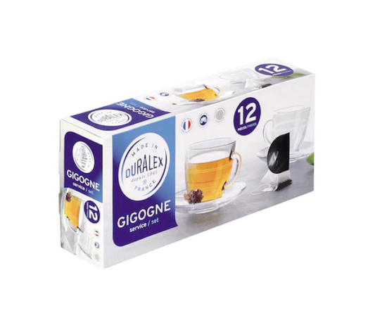 Duralex Gigogne Tasse à Thé et Café avec Soucoupe Transparent - 220ml par tasse