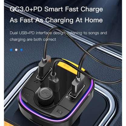 Yesido Y45 Fast charging Smart Dual USB Ports Vehicle Charger FM Transmitter Mp3 Multi Function Car Charger