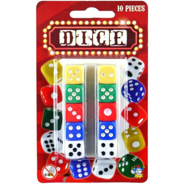 Dice Set Pack of 10 Coloured Spot 5 Colours Six Sided D6 -