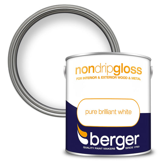 Peinture Brillante Anti-Goutte Berger Blanc Pur - 2,5 L