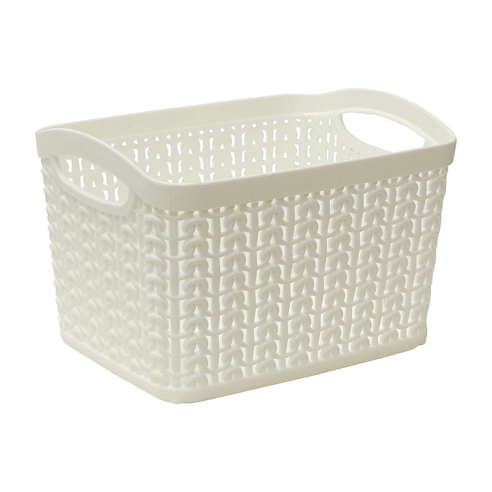 Boîte de rangement en plastique JVL Knit Design Loop, Ivoire