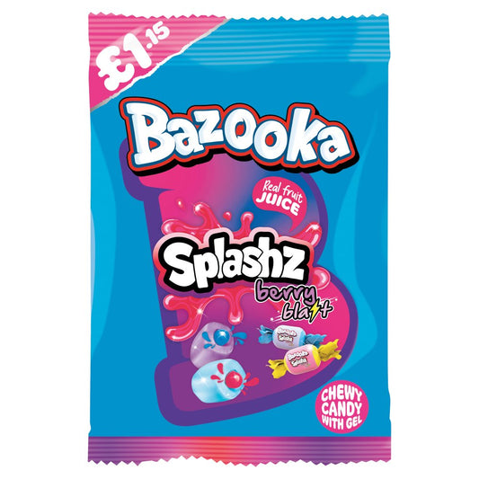 Bonbons Chewy Bazooka Splashz Goût Baies avec Gel 120g
