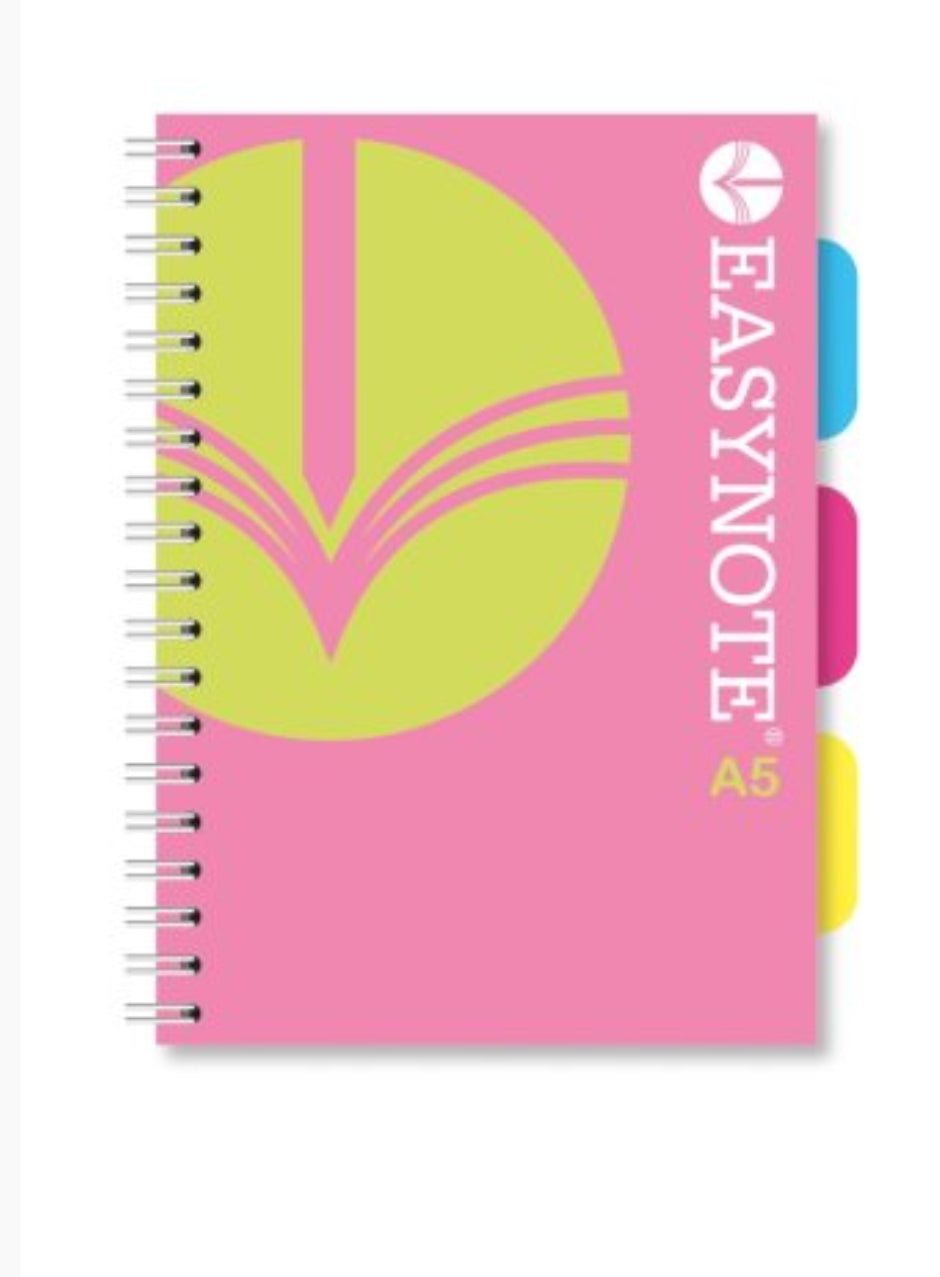 Easynote Project Book- A5 Twin Wiro PP Cover-200 Page Assorted Colours