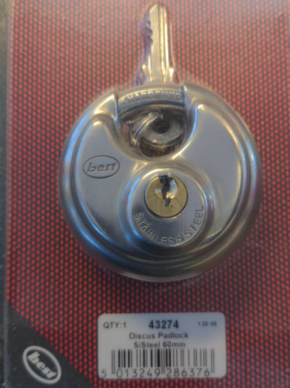 Padlocks, Discus Type, Stainless Steel 60mm (2.1/2")