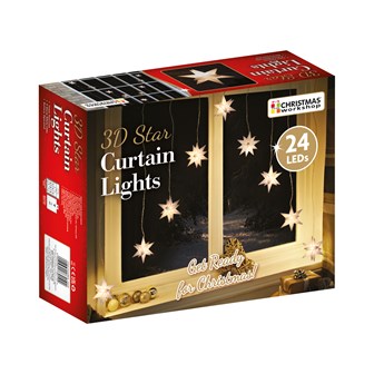 Christmas Workshop 3D Star V Shape Curtain Lights - Warm White