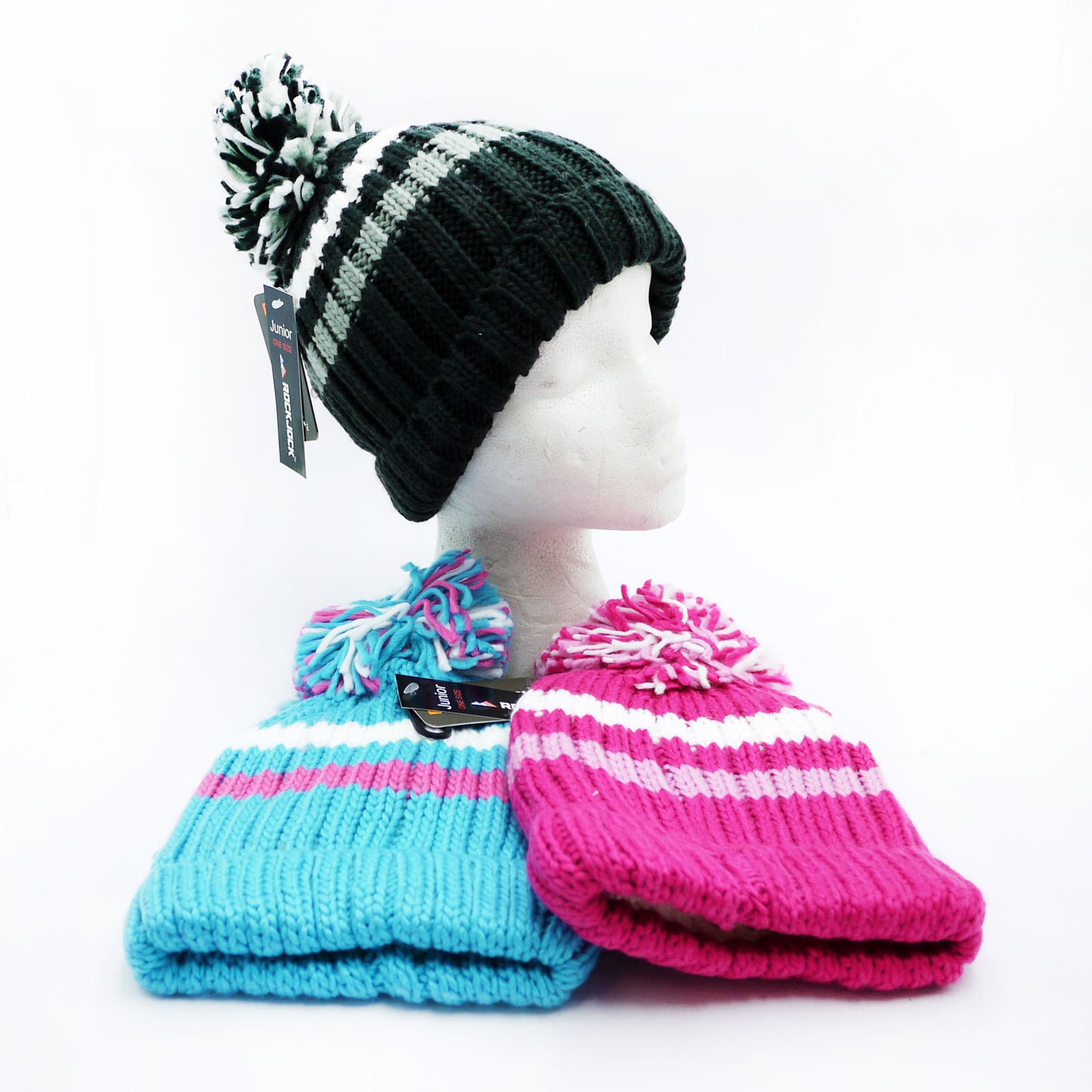 HAT POM POM GIRLS STRIPED LINED