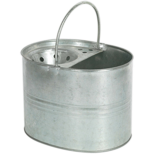 Seau à balai galvanisé robuste de 13 litres – Essoreuse à tête de balai – Poignée de transport