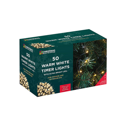 The Christmas Workshop 50 Battery Operated Warm White Christmas Lights