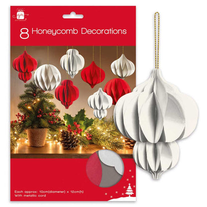 Giftmaker Hanging Honeycomb Decorations - Pack of 8