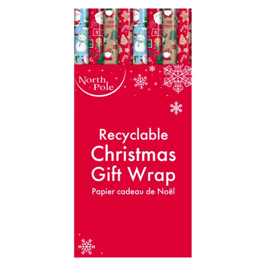Christmas Cute Gift Wrap 7m - Assorted Designs