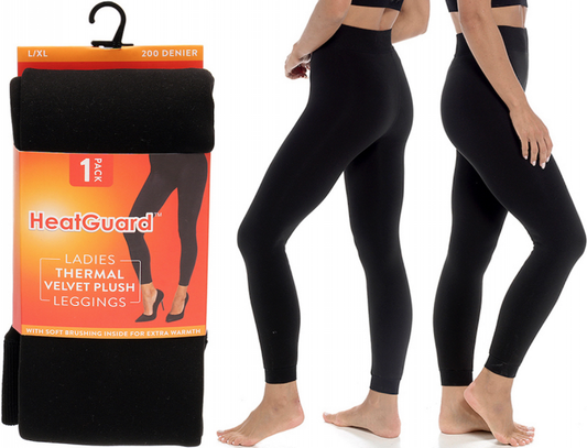 Ladies Black Velvet Plush Thermal Leggings   assorted size Colour: Black; 
Composition: 95% Polyester; 5% Elastane;
Size Avail: L/XL