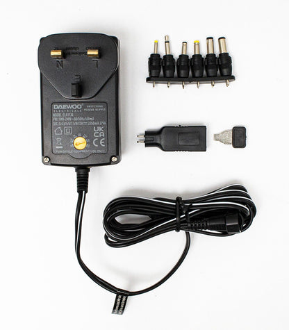 Daewoo Power Supply Adaptor 7 Connectors AC DC & USB 2250mA Adapter Plug 3V-12V