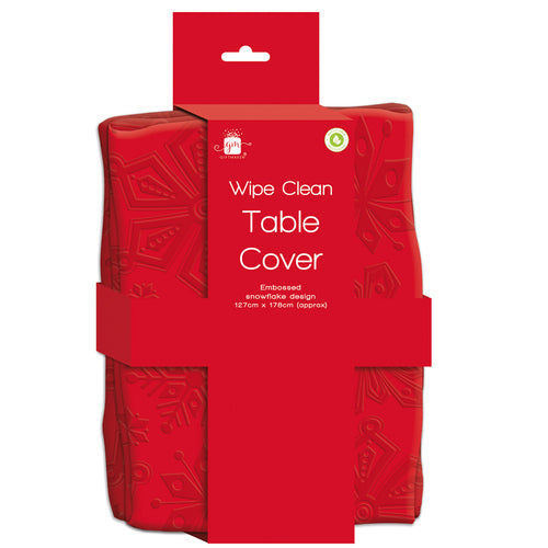 GIFTMAKER RED 127x229cm REUSABLE WIPE CLEAN TABLECOVER