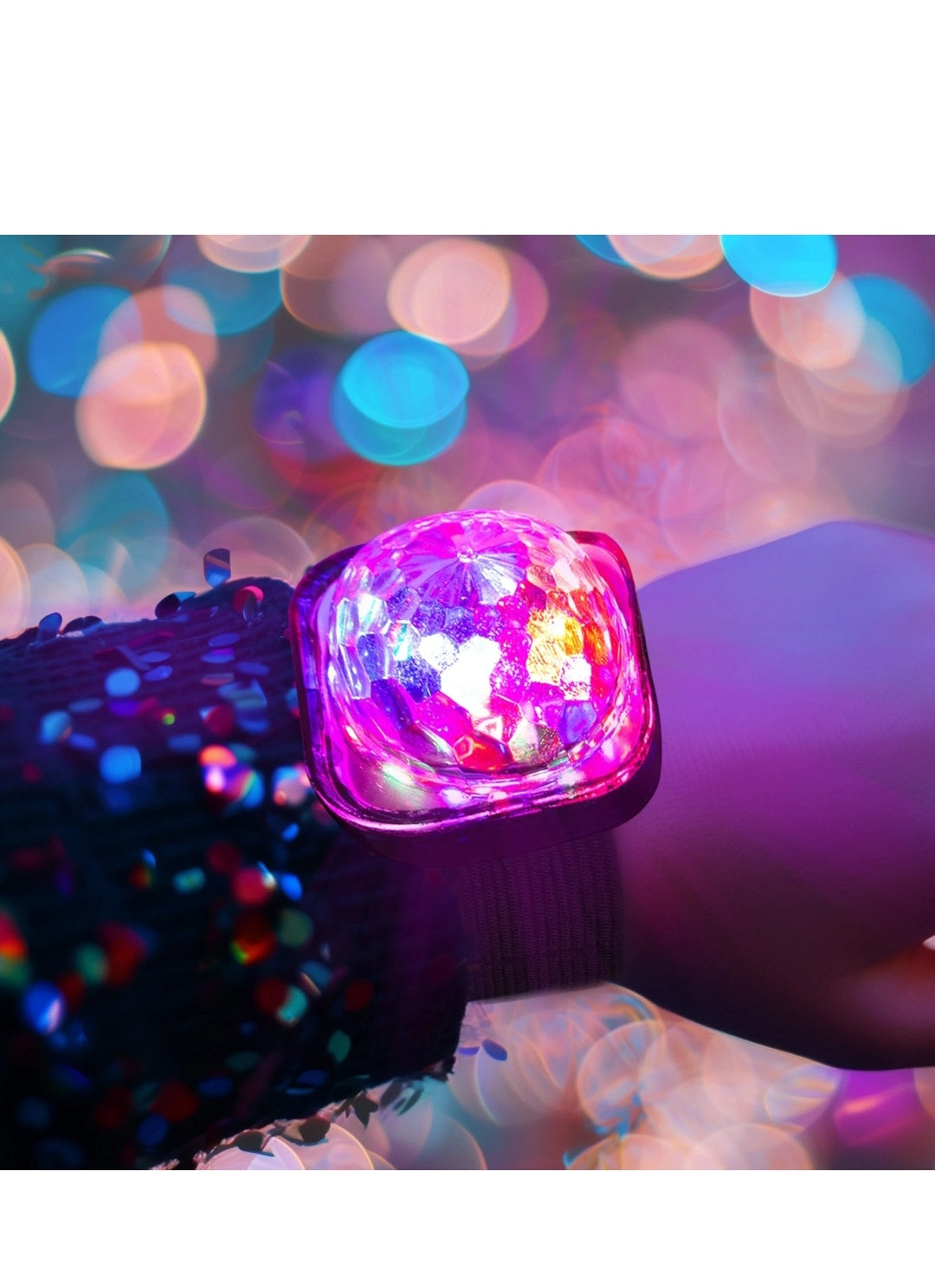 Global Gizmos 51569 Bracelet boule disco / Mini lumière disco pour enfants et adultes / 5 modes d'éclairage / Câble de charge USB inclus