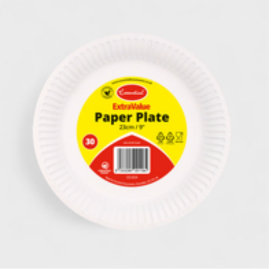Essential Value EV 30pk 23cm / 9" Paper Plate