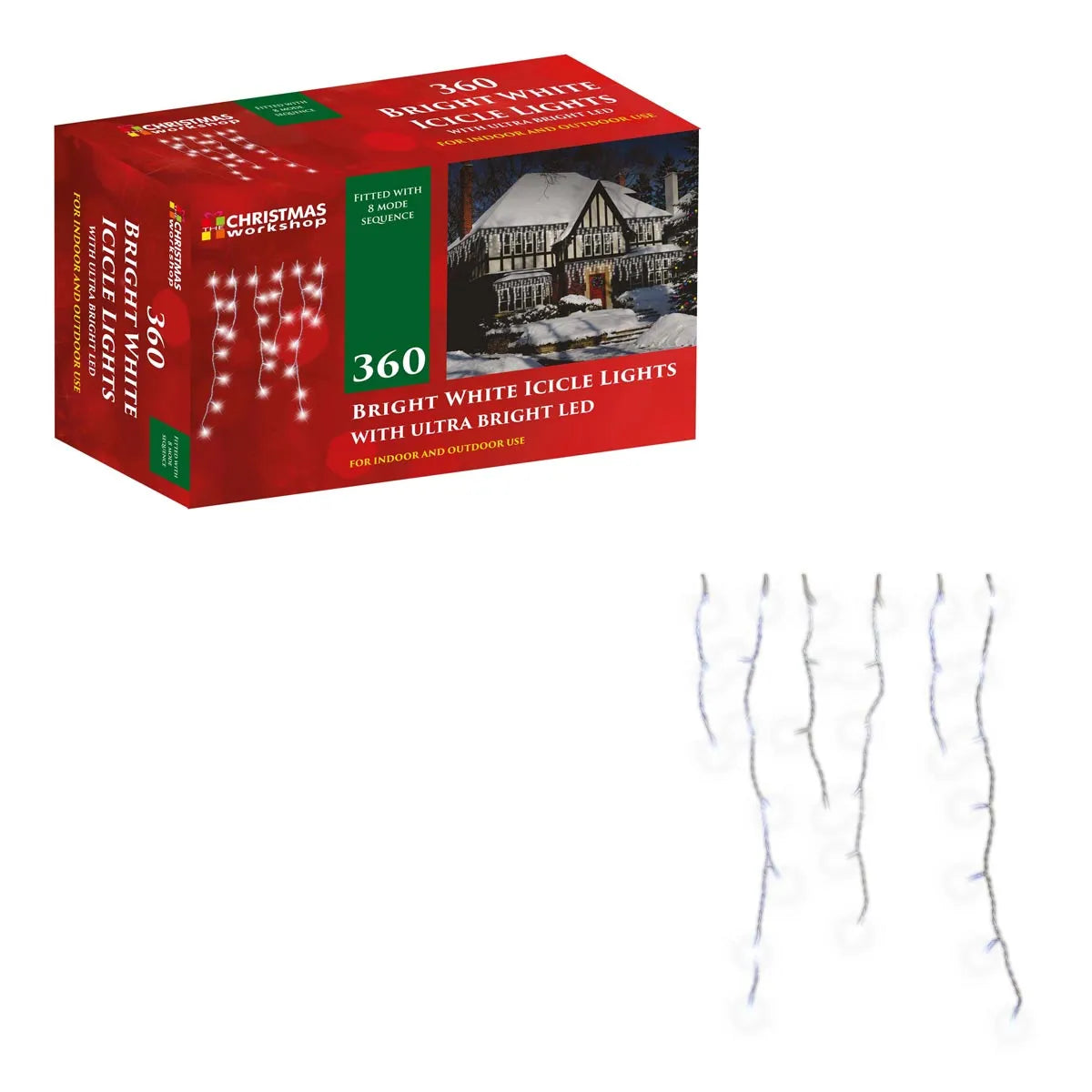 Christmas Workshop 8.5m 360 LED Icicle Chaser Lights - White