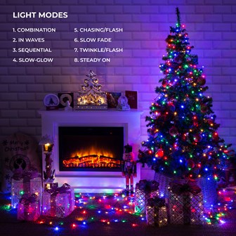 Christmas Workshop 300 LED Battery Operated Timer Light - Multi Coloured