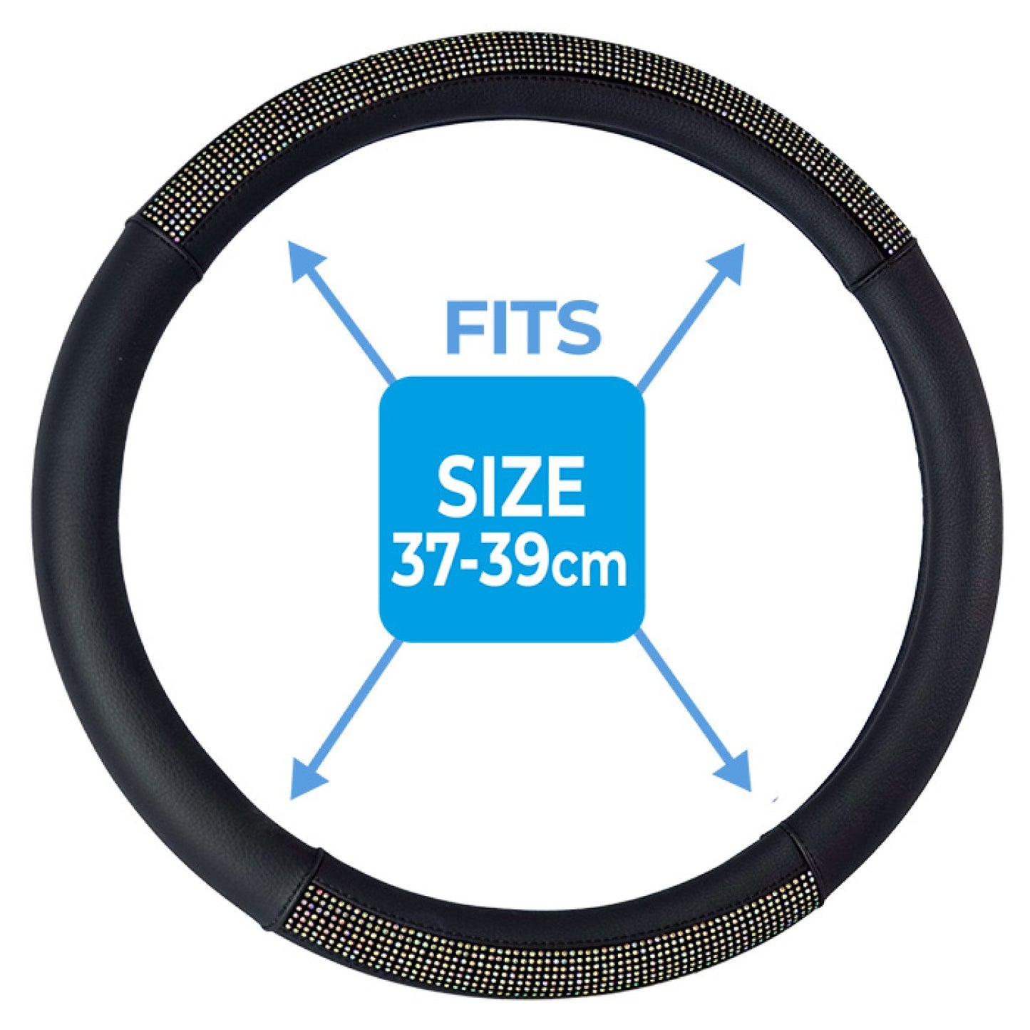 SIMPLY AUTO SWC BLACK WITH COLOURFUL GLITTER STEERING WHEEL COVER