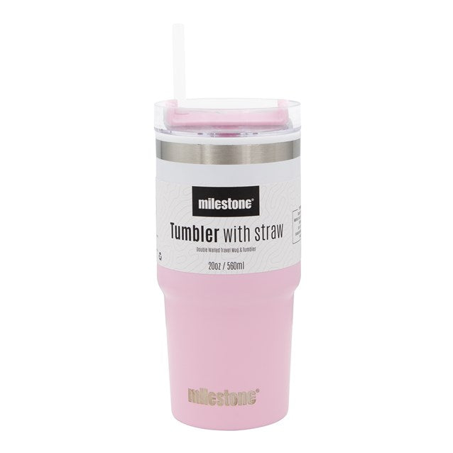 Milestone 20oz Travel Mug with Straw - Gradient Pink