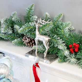 The Christmas Workshop Reindeer Stocking Hanging Metal Hook - Silver