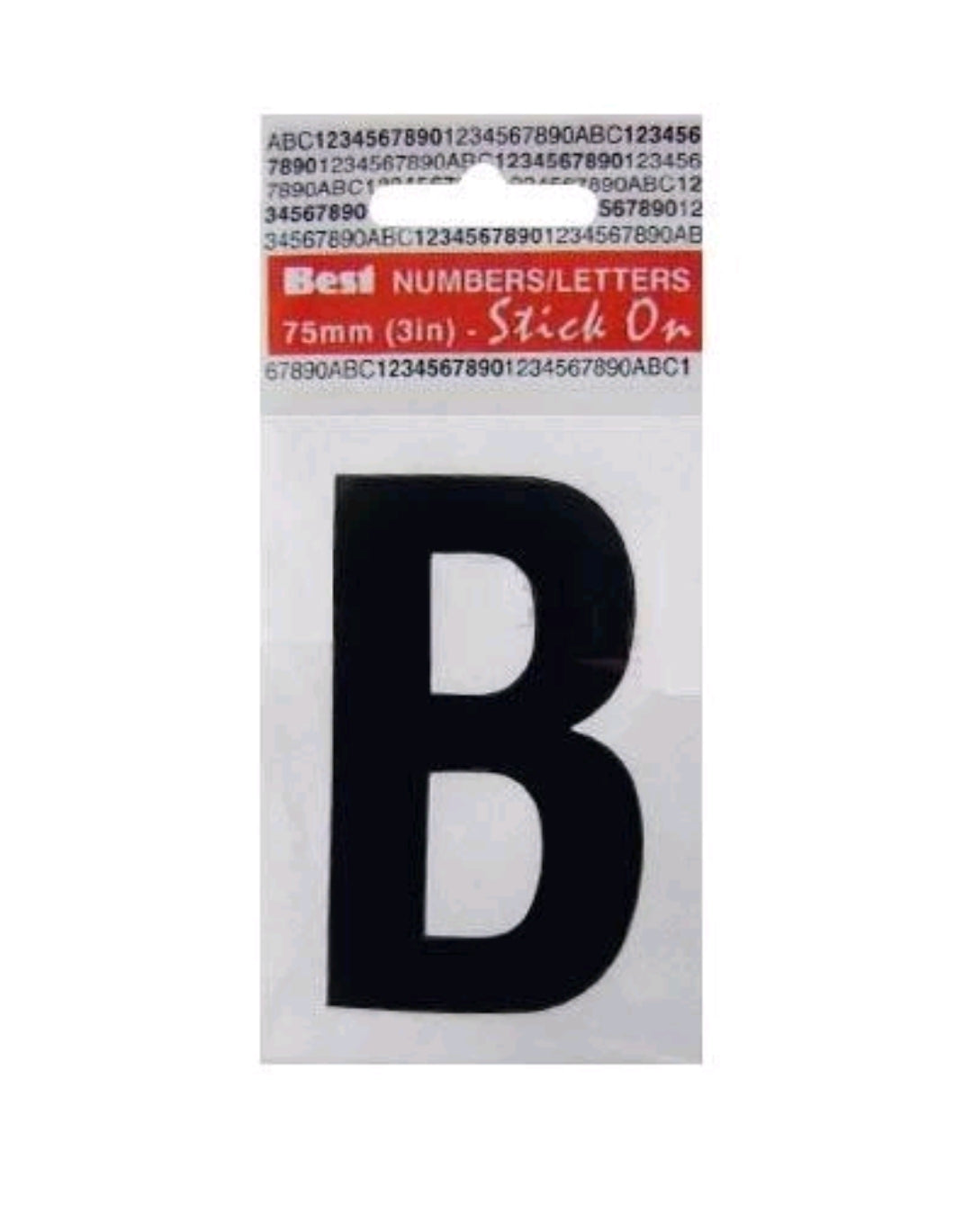 Lettre autocollante pelable en vrac B noir 75mm