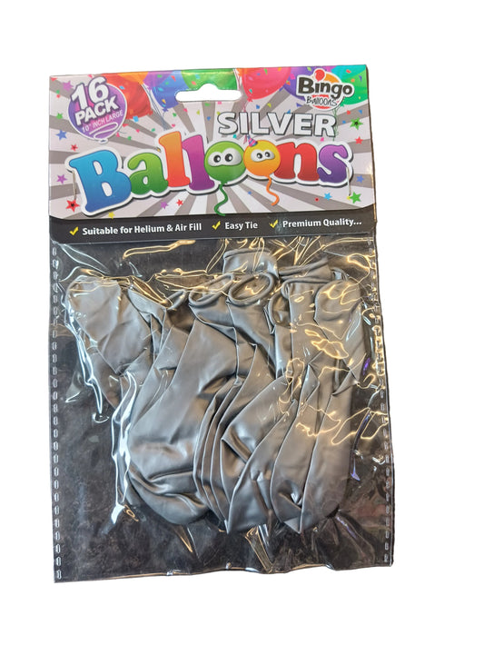 Bingo Silver Balloons 16/Pk