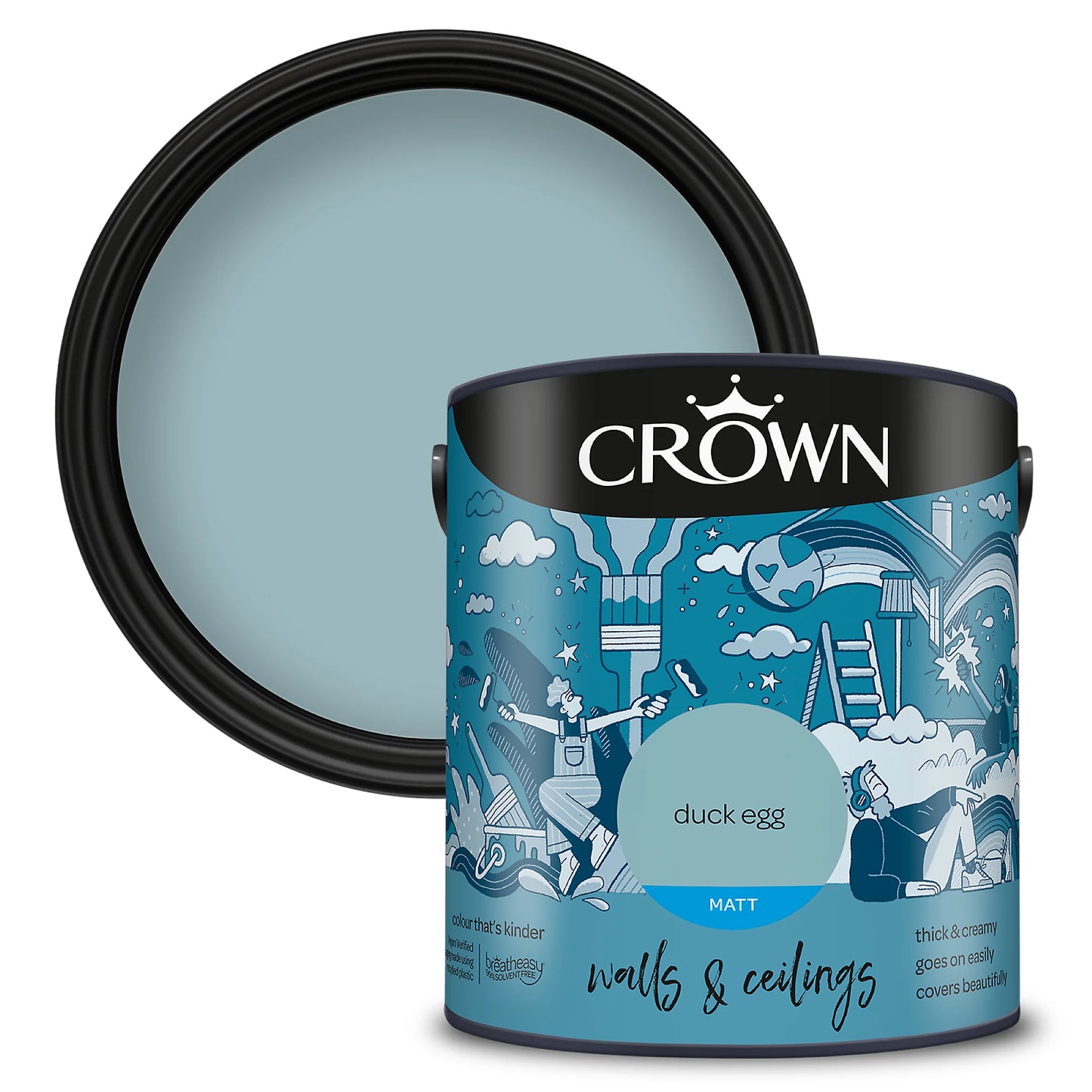 Crown Duck Egg Matt Wall & ceiling Emulsion paint, 2.5L