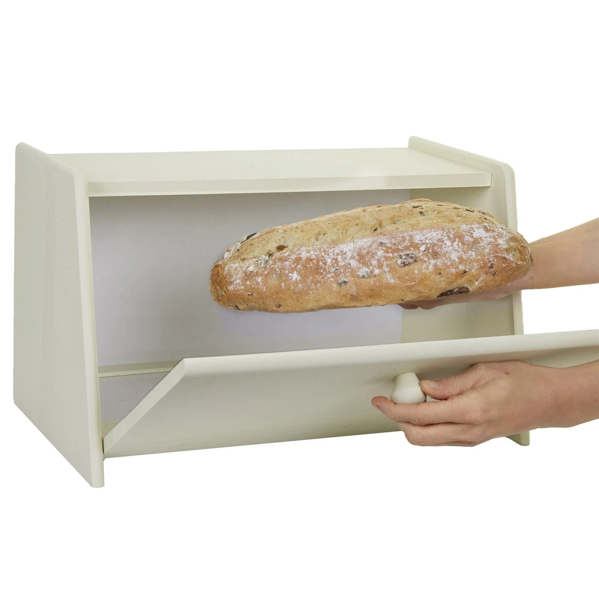Boîte à pain en bois crème Apollo avec porte à abattant frontal