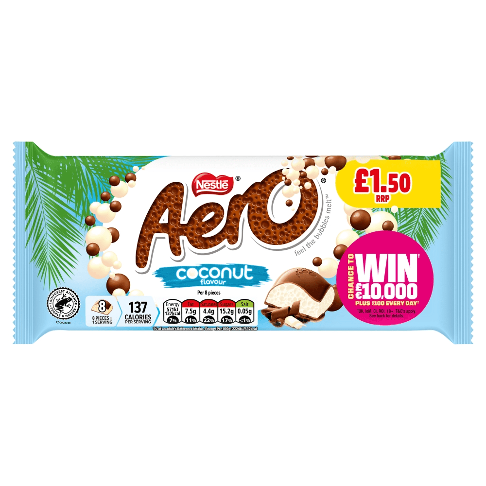 Aero Barre de Chocolat Noix de Coco à Partager 90g PVC 1,50 £