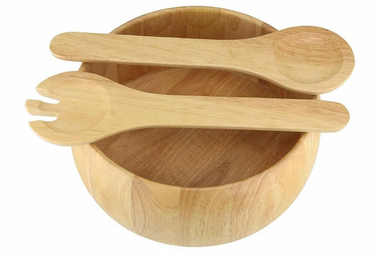 Saladier et Couverts en Bois Apollo 24cm Diamètre X 10cm Profondeur