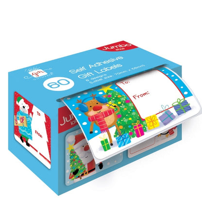 Giftmaker Christmas 60 Jumbo Novelty Sticky Tags