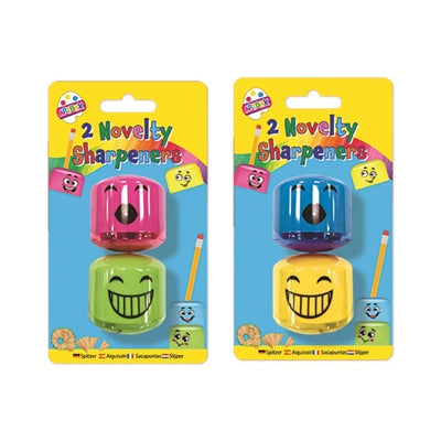 2 Funny Face Novelty Sharpeners Assorted Colours