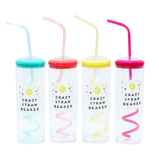 BEAKER CRAZY STRAW ASST COLOURS