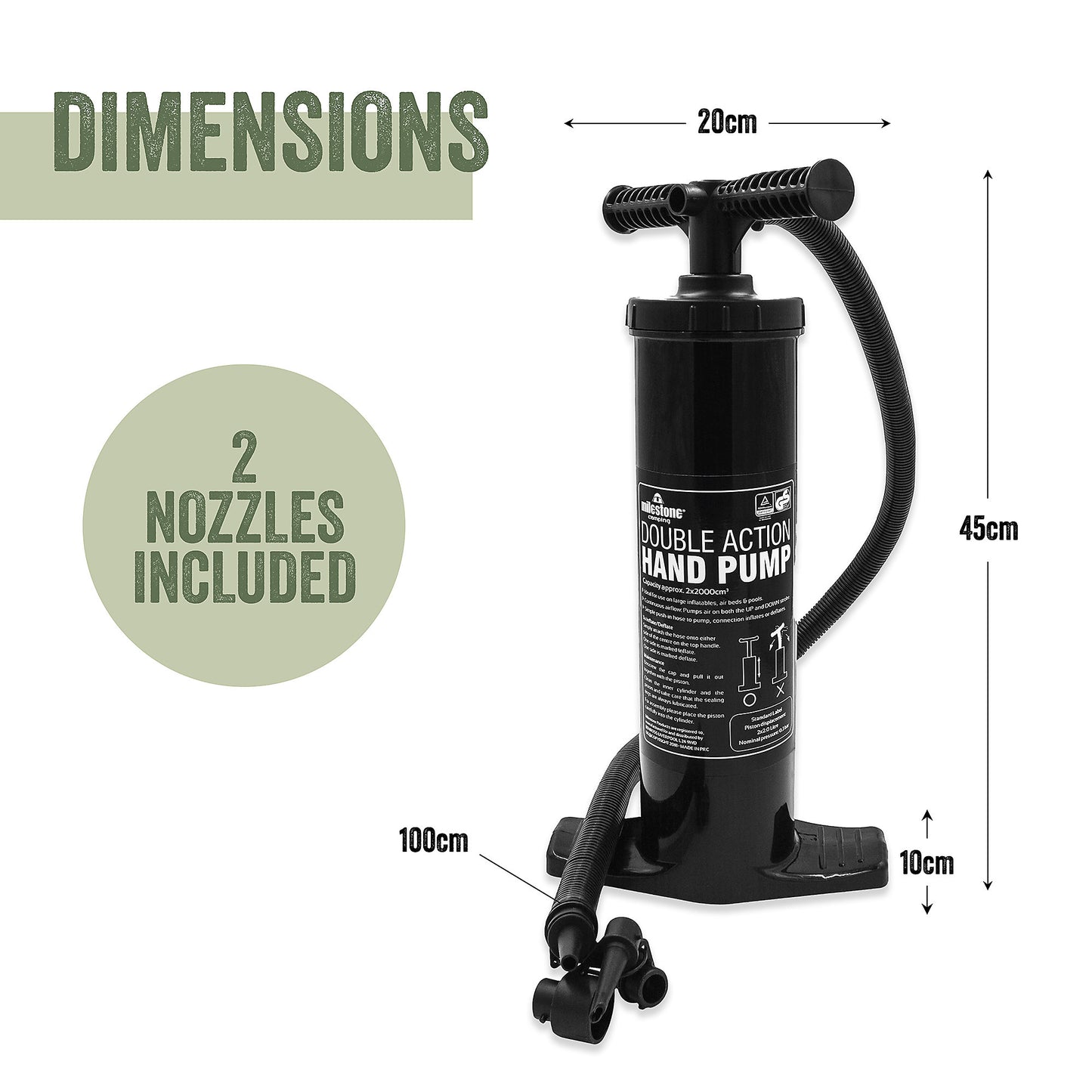 Milestone Camping Double Hand Operated Air Pump